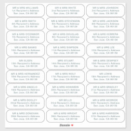 Adesivo 27 destinatários simples convidados de casamento e