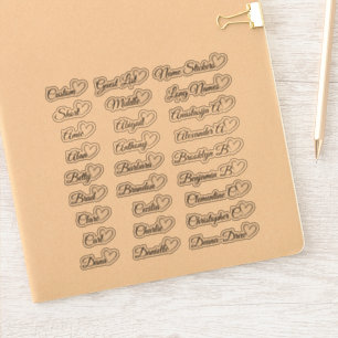 Adesivo 27 Nomes de Lista de Convidados Personalizados Cor