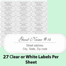 Adesivo 27 Wedding Guest Custom Clear or White Address 