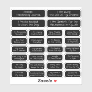 Adesivo 28 Afirmações Modelo para Manifestação   Quadrado