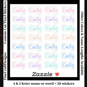 Adesivo 28 Personalizado Moderno 4/5 Letras Nome Palavra T
