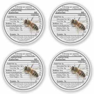 Adesivo 2,5" Clara Mason Jar Honey Nutrition Label Bee