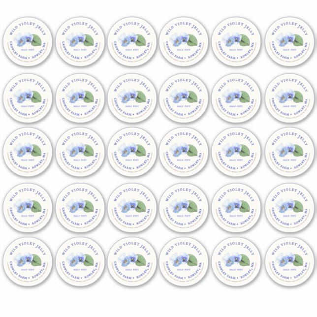 Adesivo 2" Mason Jar Lid Label Violet Jelly Vinyl (Frente)