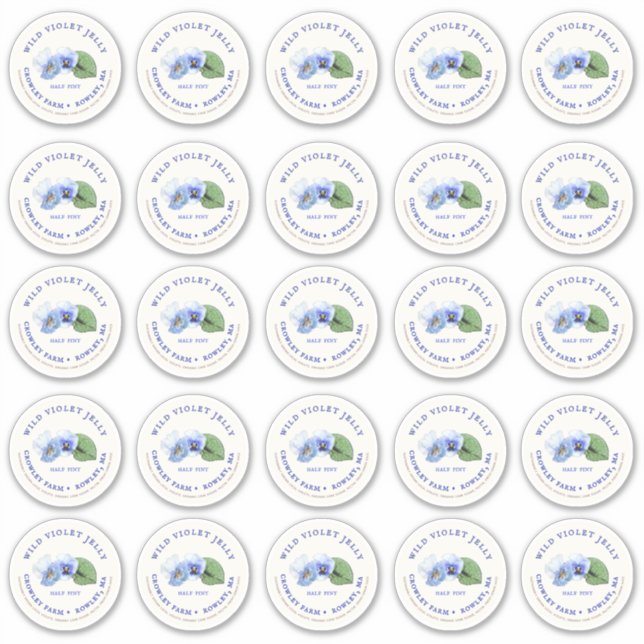 Adesivo 2" Mason Jar Lid Label Violet Jelly Vinyl (Frente)