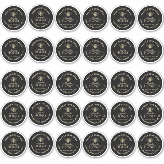 Adesivo 2 polegadas Regular Mason Jar Lid Vinyl Honey Blac (Frente)