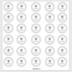 Adesivo 2" Seu Nome Aqui Abelha De Mel Branco Editável