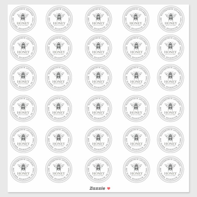 Adesivo 2" Seu Nome Aqui Abelha De Mel Branco Editável (Folha)