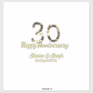Adesivo 30º Feliz Aniversário Metálico Dourado adicionar n