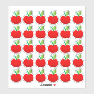 Adesivo 30 Autocolantes de Maçãs Vermelhas