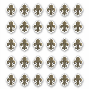 Adesivo 30 Castanho Dourado escuro Fleur de Lis Vintage Fr