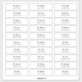 Adesivo 30 Endereço de Envelope Convidado de Script Preto 