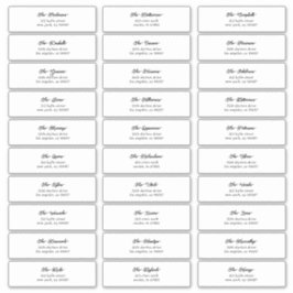Adesivo 30 Endereço de Envelope Convidado de Script Preto