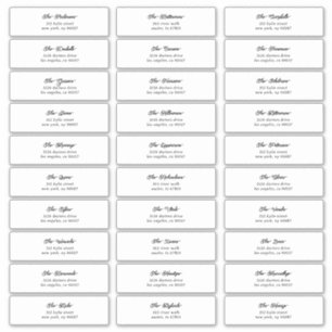 Adesivo 30 Endereço de Envelope Convidado de Script Preto