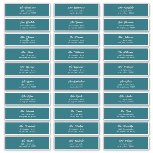 Adesivo 30 Endereço de Envelope de Convidado de Creme Azul (Frente)