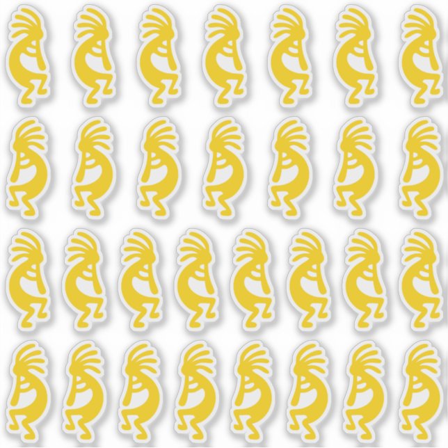 Adesivo 30 Formas Modernas de Kokopelli Dourado (Frente)