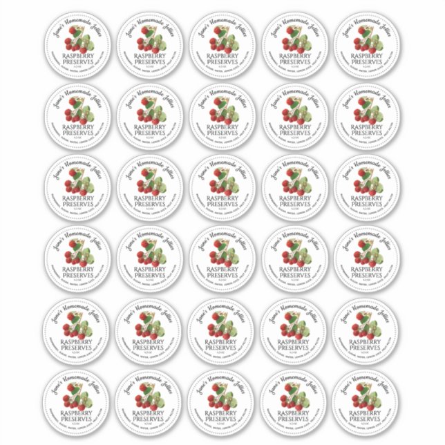 Adesivo 30 Framboesas Jelly 2" Mason Jar Lid Stickers (Frente)