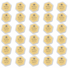 Adesivo 30 Mel amarelo impermeável, em forma de hexágono,