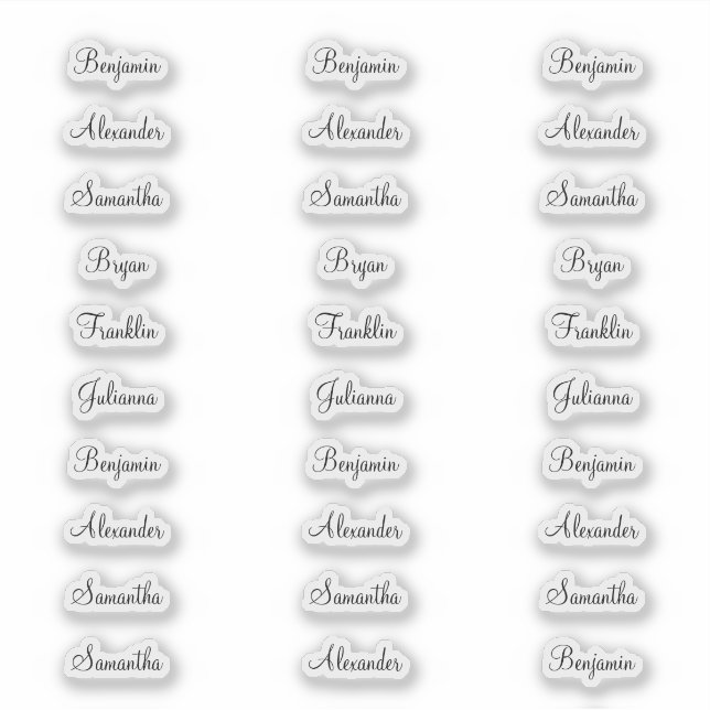 Adesivo 30 Nomes De Convidado Com Menos De 1 Polegada (Frente)