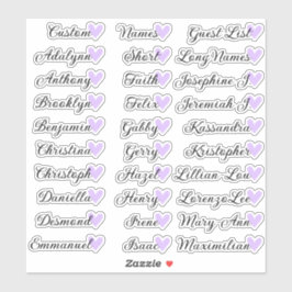 Adesivo 30 Nomes Lista de Convidados Personalizada Caligra