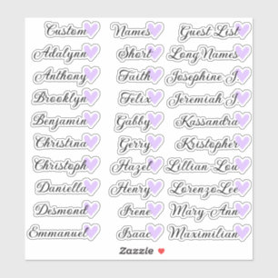 Adesivo 30 Nomes Lista de Convidados Personalizada Caligra