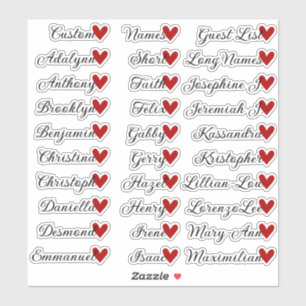 Adesivo 30 Nomes Lista de Convidados Personalizada Caligra
