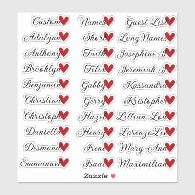 Adesivo 30 Nomes Lista de Convidados Personalizada Caligra (Folha)