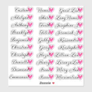 Adesivo 30 Nomes Lista de Convidados Personalizada Caligra