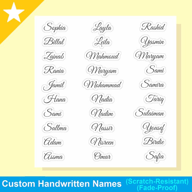 Adesivo 30 nomes transparentes | Caligrafia Elegante (Transparent Stickers
)