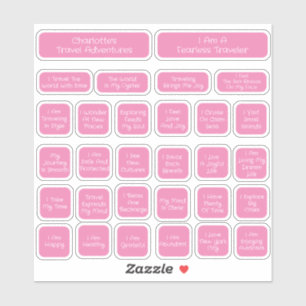 Adesivo 30 Pink & White Travel AFfirmation Square