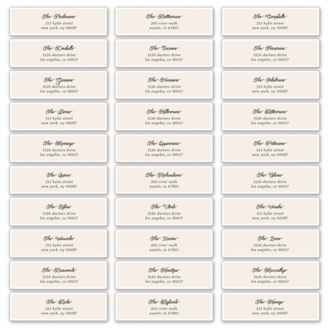 Adesivo 30 x Cream Black Guest Envelope Individual (Frente)