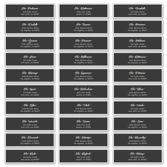 Adesivo 30 x Endereço de Envelope Convidado de Creme Preto (Frente)