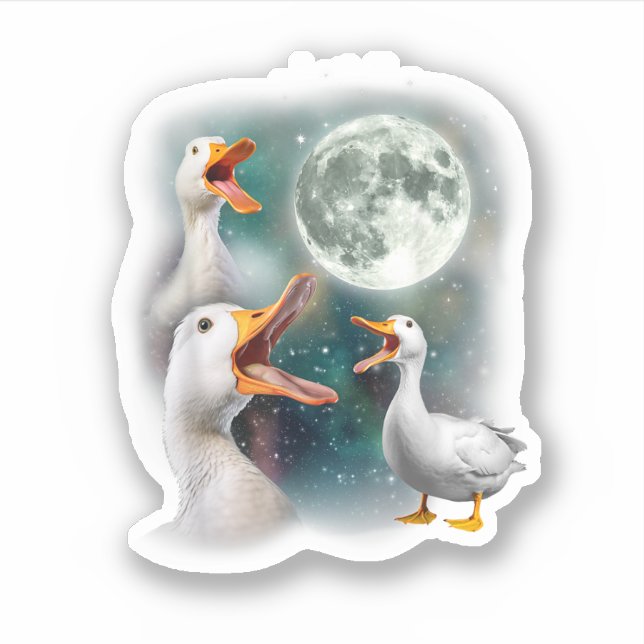 Adesivo 3 Patos Uivam Para a Lua Engraçado Estranho Assomb (Frente)