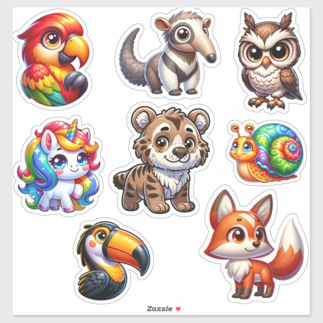 Adesivo 3D Fantasy Animal Sticker Extravaganza (Folha)