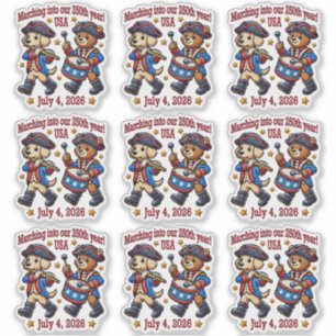 Adesivo 4 de julho Aniversário de 250 anos Semiquincentená