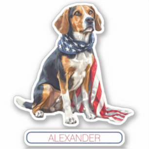 Adesivo 4 de julho Cão Patriótico de Caça Personalizado