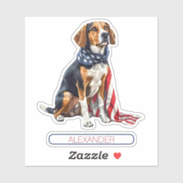 Adesivo 4 de julho Cão Patriótico de Caça Personalizado