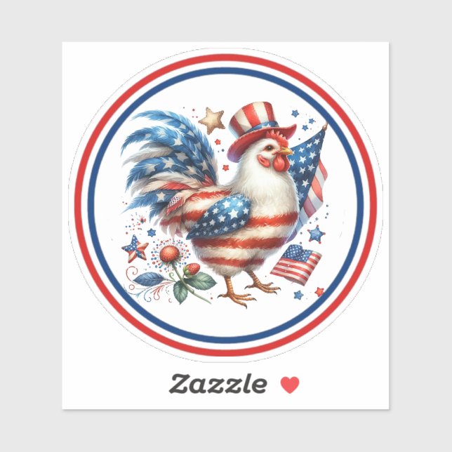 Adesivo 4 de julho Chicken Clipart-61531 (Folha)