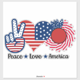 Adesivo 4 de julho Sunflower Peace Love America Flag