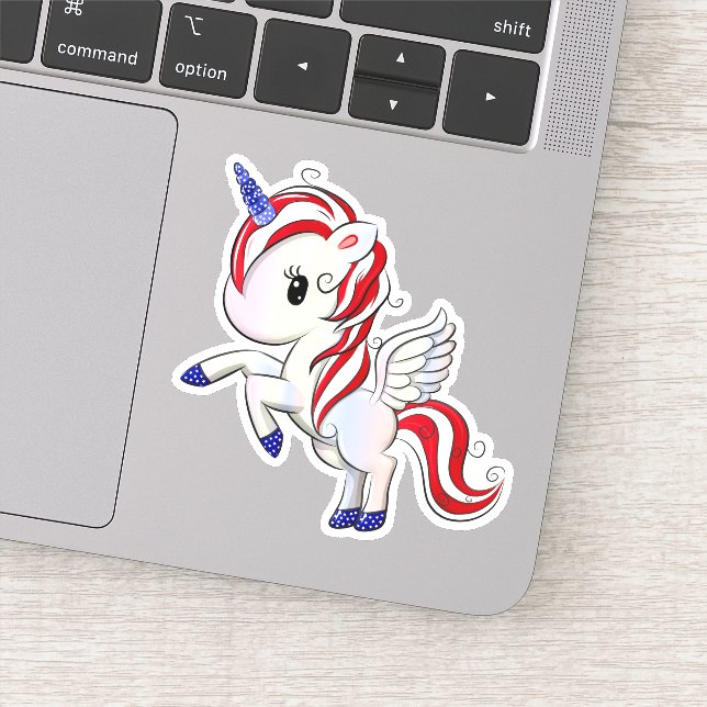 Adesivo 4 de julho Unicórnio Americano Pegasus Rainbow (Detalhe)