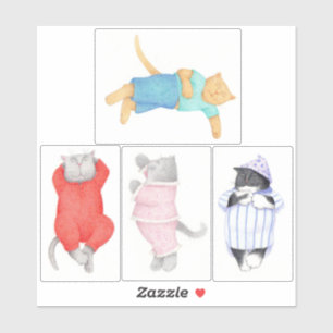 Adesivo 4 GATOS NO Vinheta de vinilo PAJAMAS 6"X6"