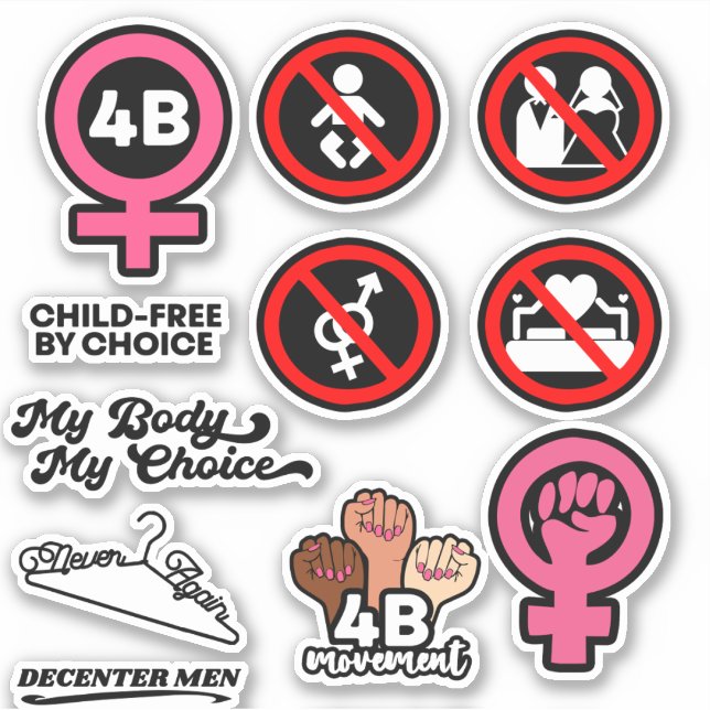 Adesivo 4B Movimento Feminismo Direitos 4B Sticker Pack (Frente)