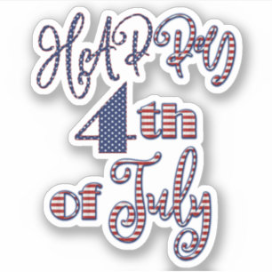 Adesivo 4o feliz do texto patriótico da bandeira dos