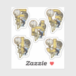 Adesivo 5 Vinheta de escultura F G H E J a vapor