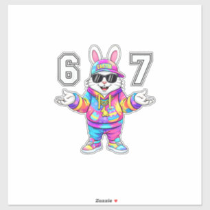 Adesivo 67 Six Seven Bunny Tie Dye Dia de Páscoa 67 Meme H