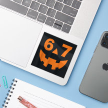 67 Six Seven Number Face Halloween Sticker