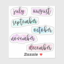 6 meses do ano - julho a dezembro - Watercolor