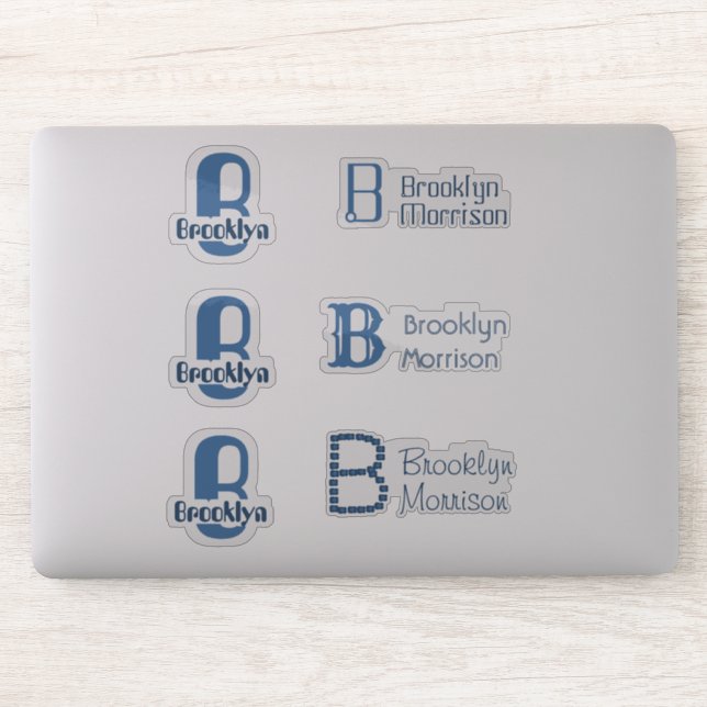 Adesivo 6 prova d'água Azul Monograma Nome Crianças Laptop (Computador)