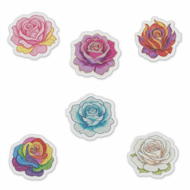 Adesivo 6 rosas coloridas (Frente)