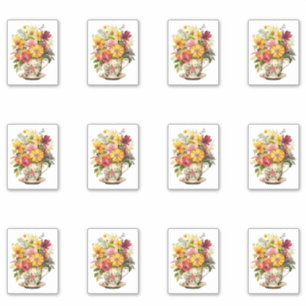 Adesivo 6 Xícara de Flores