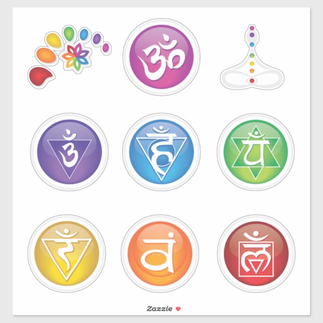 Adesivo 7 Chakras Sticker 10 Conjunto #05 (Folha)